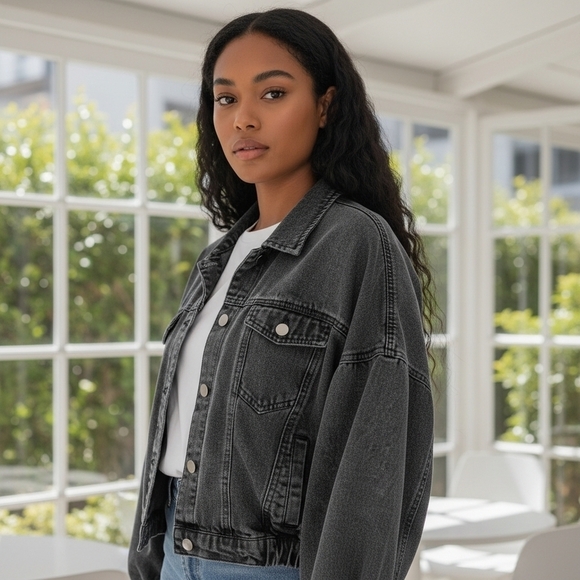 Highway Jeans Jackets & Blazers - Vintage Highway Jeans Cropped Denim Jacket Women’s L Medium Wash Button Front